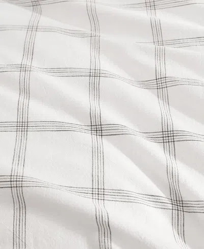 Tommy Hilfiger 200 Thread Count Glasgow Windowpane Cotton Percale Sheet Set In White,dark Blue