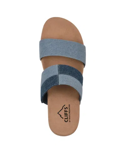 Cliffs By White Mountain Women's Tammy Slide Slip-on Sandals In Mid-blue Denim
