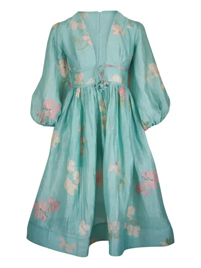 Zimmermann Floral-print Dress In Blue