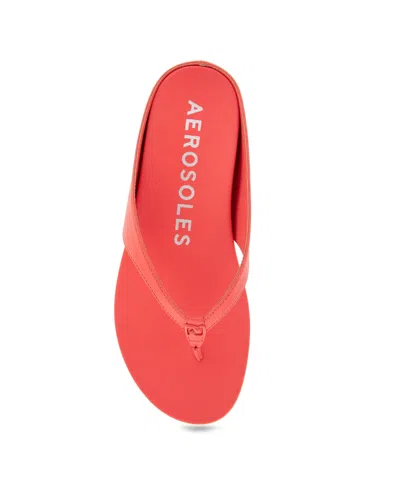 Aerosoles Women's Fisher Round Toe Thong Sandals In Coral Faux Leather