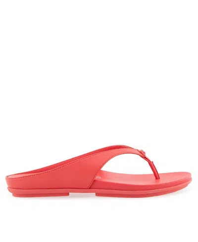 Aerosoles Women's Fisher Round Toe Thong Sandals In Coral Faux Leather