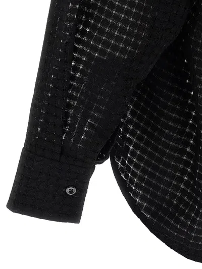 Séfr Grid-patterned Long-sleeve Shirt With Button-down Front In Black