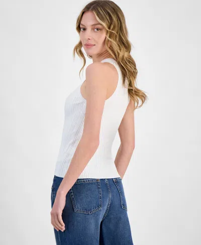 Hugo Boss Slim-fit Sleeveless Top With Irregular Ribbed Structure In White