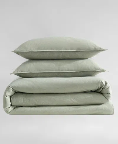 Calvin Klein Modern Cotton Melange Tencel Jersey 3 Piece Duvet Cover Set, Queen In Lichen Green