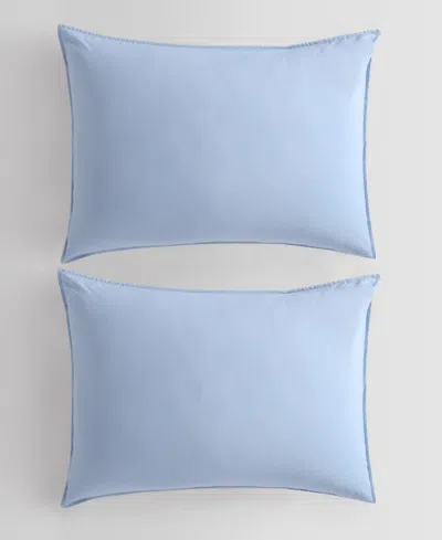 Calvin Klein Washed Percale Cotton Solid 3 Piece Comforter Set, King In Chambray Blue