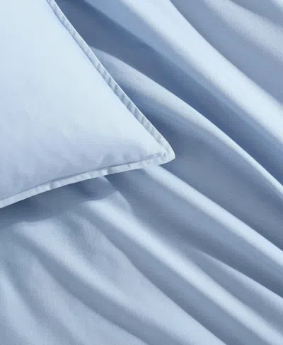 Calvin Klein Washed Percale Cotton Solid 3 Piece Comforter Set, King In Chambray Blue
