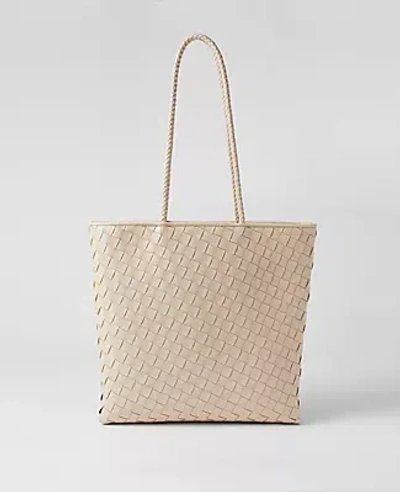 Ann Taylor Woven Tote Bag In Gold