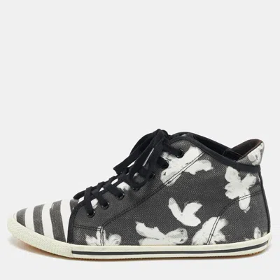 Pre-owned Marc By Marc Jacobs White/black Canvas Polka Dot High Top Sneakers Size 36.5 In Grey