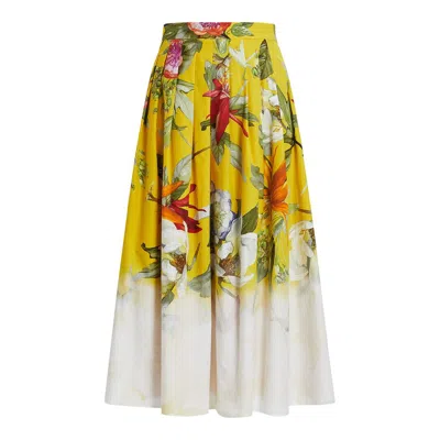 Marina Rinaldi Abaco Floral-print Cotton-poplin Midi Skirt In Green