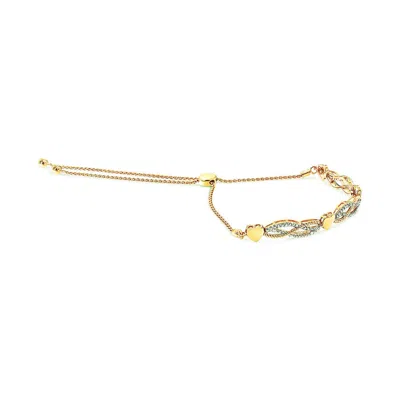 Haus Of Brilliance 14k Yellow Gold Plated .925 Sterling Silver 1/10 Cttw Diamond Wave And Hearts Bolo Bracelet (i-j Col
