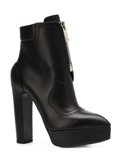 Shop Vera Wang High-heel Zip Boots In Black