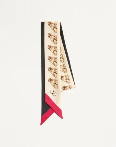 Valentino Petit Charles Silk Bandeau Scarf In Black/beige/butter