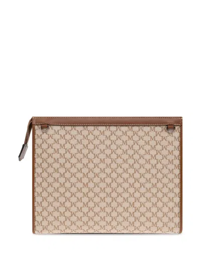 Max Mara Cotton Jacquard Medium Pouch In Brown