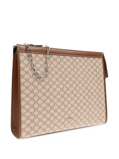 Max Mara Cotton Jacquard Medium Pouch In Brown