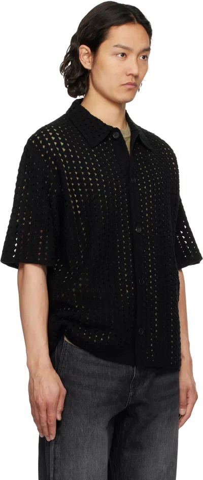 Solid Homme Crochet-knit Short-sleeve Shirt In 518b