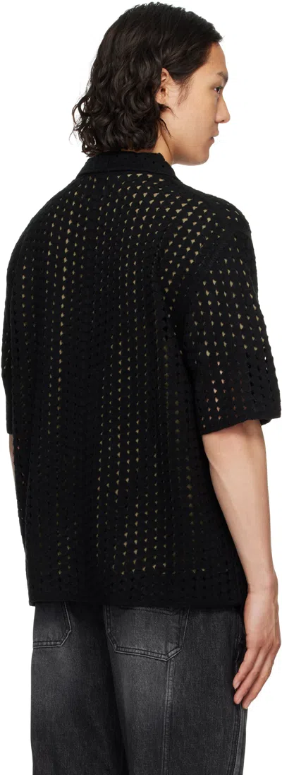 Solid Homme Crochet-knit Short-sleeve Shirt In 518b