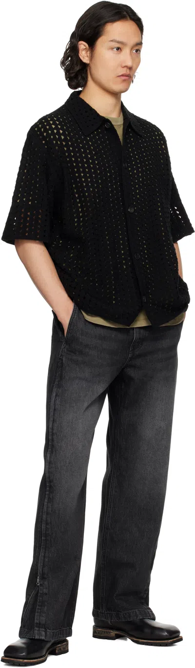 Solid Homme Crochet-knit Short-sleeve Shirt In 518b