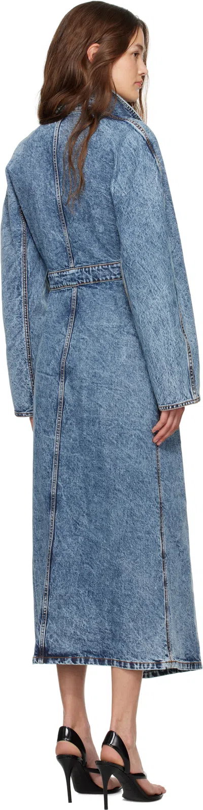 Alaïa Spiral Denim Trench In Bleu Neige