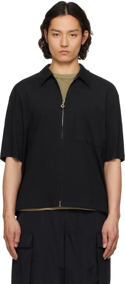 Solid Homme Black Gauze Shirt In 424b