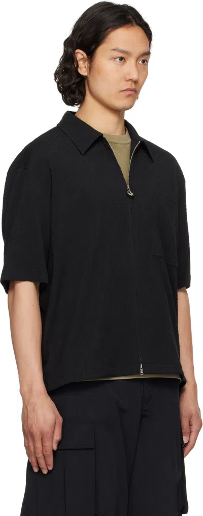 Solid Homme Black Gauze Shirt In 424b