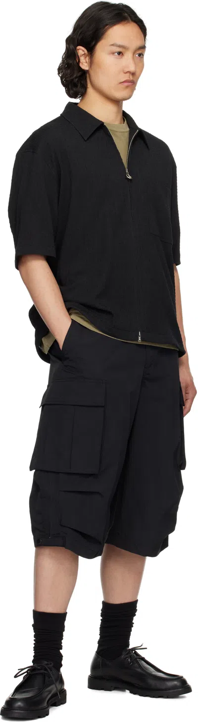 Solid Homme Black Gauze Shirt In 424b