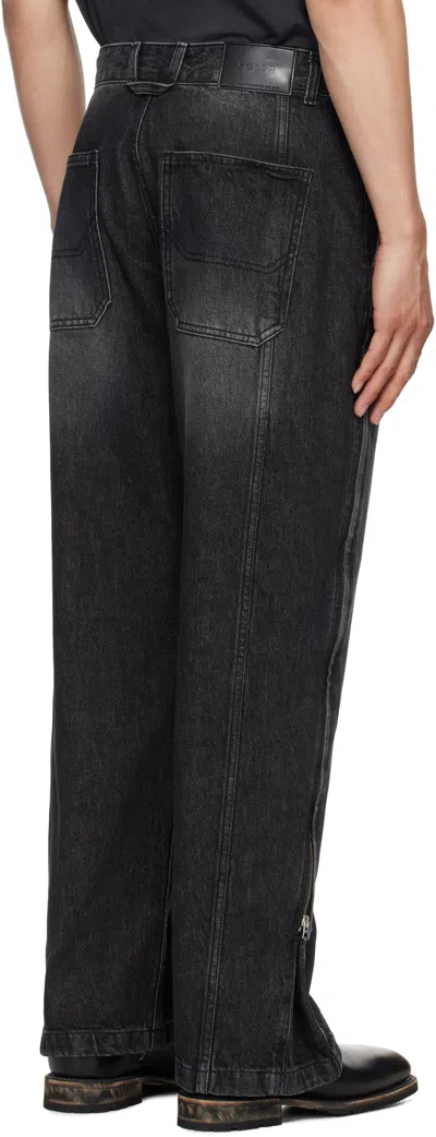 Solid Homme Black Side Zipper Wide Jeans In 711b