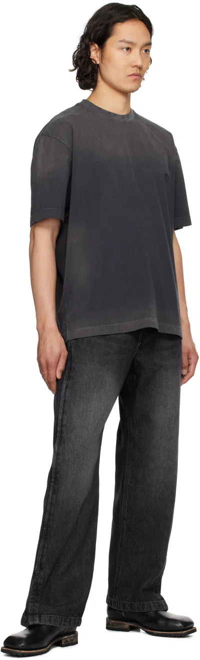 Solid Homme Black Side Zipper Wide Jeans In 711b