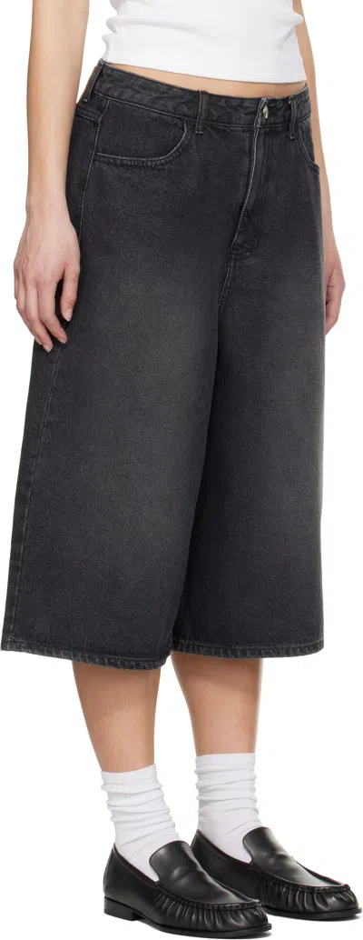 Ader Error Black Sig; Trs Tag 01 Denim Shorts In Noir