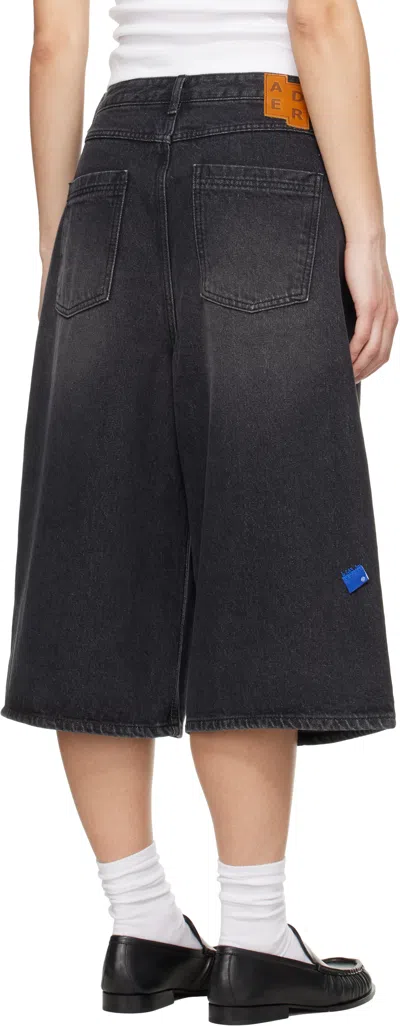 Ader Error Black Sig; Trs Tag 01 Denim Shorts In Noir