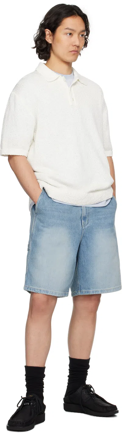 Solid Homme White Knit Polo In 515w