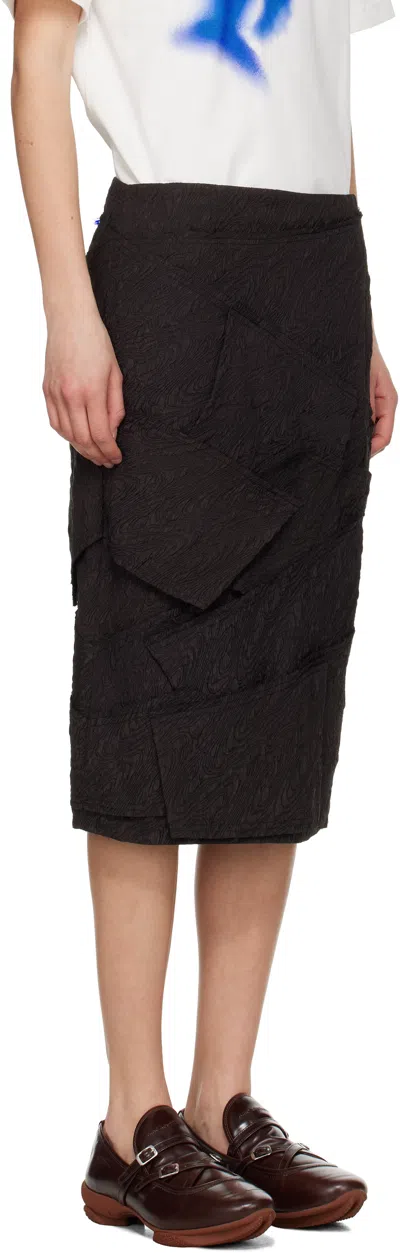 Ader Error Black Raw Edge Midi Skirt In Black