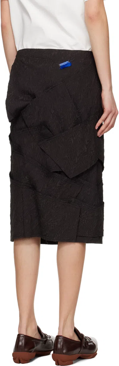 Ader Error Black Raw Edge Midi Skirt In Black