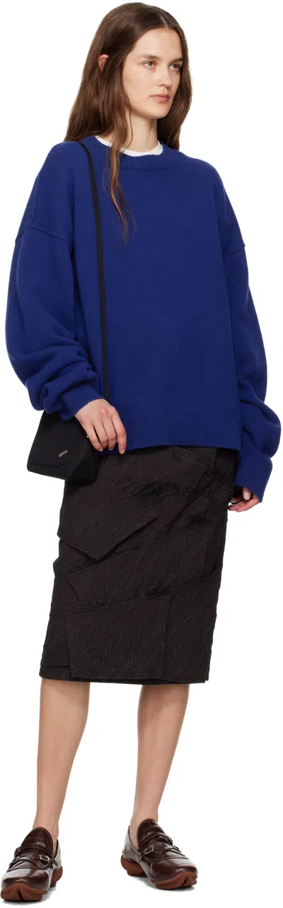 Ader Error Black Raw Edge Midi Skirt In Black