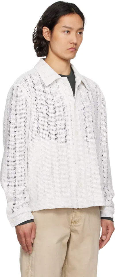 Solid Homme White Crochet Button Jacket In 319w
