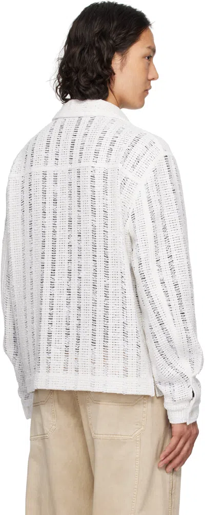 Solid Homme White Crochet Button Jacket In 319w