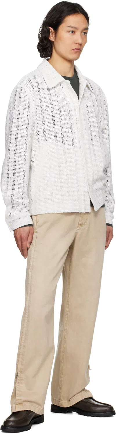 Solid Homme White Crochet Button Jacket In 319w