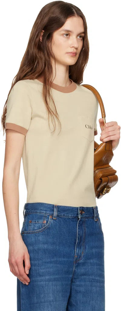 Chloé Rubber Print Logo Cotton T-shirt In Neutrals