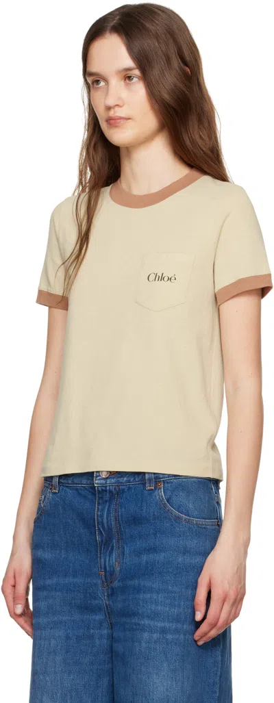 Chloé Rubber Print Logo Cotton T-shirt In Neutrals