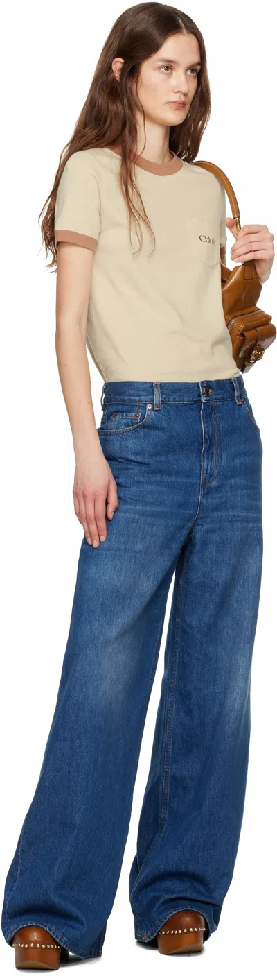 Chloé Rubber Print Logo Cotton T-shirt In Neutrals