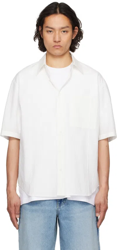 Solid Homme White Crinkled Shirt In 434w