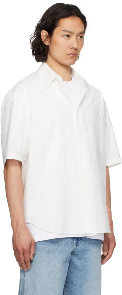 Solid Homme White Crinkled Shirt In 434w