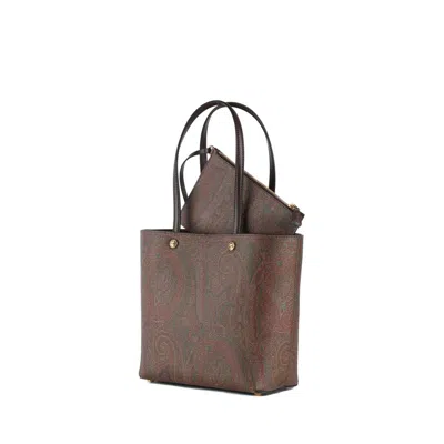 Etro Essential Medium Bag With Clutch In Brown