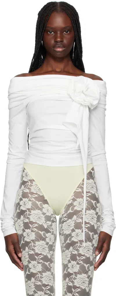 Vaquera White Cold Shoulder Top In White