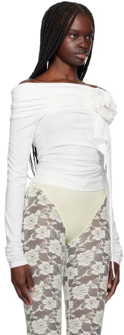 Vaquera White Cold Shoulder Top In White