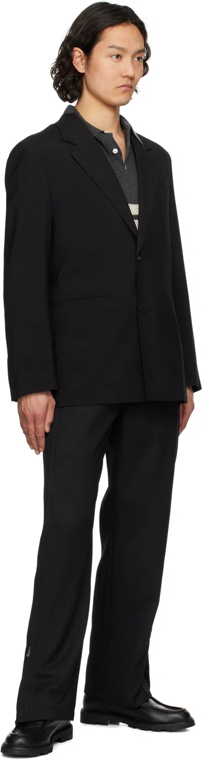 Solid Homme Black Side Zipper Wide Trousers In 701b