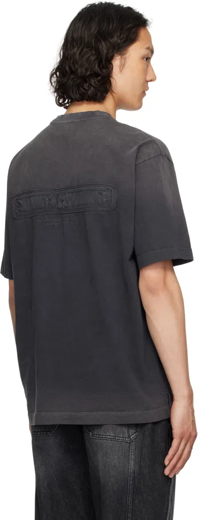 Solid Homme Black Dyeing Back Logo T-shirt In 619b