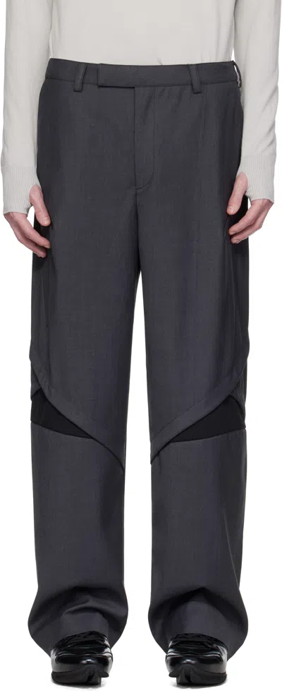 J Eongl I Gray Slash Trousers In Dark Grey