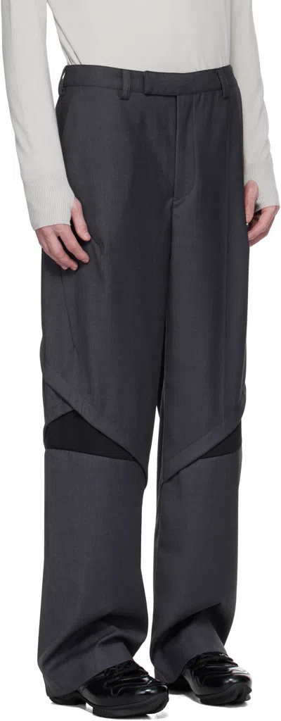 J Eongl I Gray Slash Trousers In Dark Grey