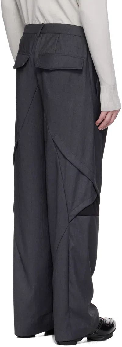 J Eongl I Gray Slash Trousers In Dark Grey