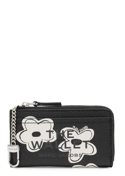 Marc Jacobs The Wallet Floral-print Leather Wallet In Black And White